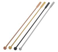 COLLBATH Lot de 4 Bâtonnets Mélangeurs en Acier Inoxydable Réutilisables Palettes Rectangulaires Couleurs Argenté Noir Piano Rose Doré et Or Agitateurs Polyvalents pour Réutilisable