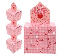 COLLBATH Lot de 4 Boîtes Présent en Carton Coulissantes pour Saint-Valentin Forme Cœur Boîte à Souvenirs Tiroir pour Argenté Cartes Anniversaires et Fêtes Romantiques