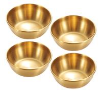 COLLBATH Lot de 4 Bols à Sauce en Acier Inoxydable 304, Petits Bols à Trempette Dorés Mats, Plats de Sauce Cuisine et Restauration, Ustensiles la Cuisine Professionnel, Coupelles