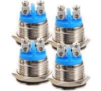 COLLBATH Lot de 4 Boutons-poussoirs Robustes 16 Mm Auto-réarmement Arqué à Vis pour Sonnette Filaire, Kit de Remplacement Facile à Installer pour Porte et Carillon de Maison