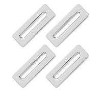COLLBATH Lot de 4 Couvercles de Trop-Plein Rectangulaires en Alliage de Zinc Chromé 6 X 19 CM pour Lavabo la Cuisine et Salle de Bain Cache-Trop-Plein D’Évier Anti-Calcaire Insert