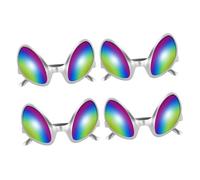 COLLBATH Lot de 4 Lunettes Fantaisie Extralucides Argentées en Plastique Accessoires de Lunettes Cosplay Universels pour Adultes Déguisement Halloween et Fêtes Folles pour Photomaton