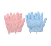 COLLBATH Lot de 4 Moufles Exfoliants Tissu Jacquard Doux et Solide 2 Bleus 2 Roses pour Massage du Dos et Nettoyage en Profondeur Accessoire Bain pour Éliminer Peaux Mortes et