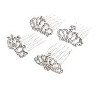 COLLBATH Lot de 4 Peignes à Cheveux Couronne en Strass pour Filles, Mini Diadèmes Légers et Confortables, Accessoires Coiffure Garçon et Filles pour Fêtes, Mariages et Anniversaires