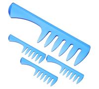 COLLBATH Lot de 4 Peignes de Coiffure Vintage à Dents Larges en Plastique Bleu pour Hommes, Confort Ergonomique et Application de Pommade, pour Salon de Coiffure Masculin