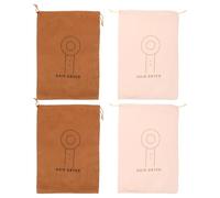 COLLBATH Lot de 4 Pochettes Organiseur pour Sèche-Cheveux en Daim 33 X 23 CM Anti-Poussière Couleurs Marron Foncé et Beige Paquet de Rangement à Cordon pour Accessoires Coiffure et
