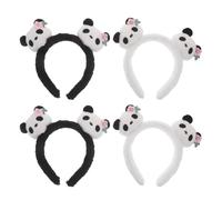 COLLBATH Lot de 4 Serrage-têtes Panda Mignons en Velours Noir Oreilles 3d pour Lavage Visage, Accessoires Doux et Adorables pour Fête à Thème Panda