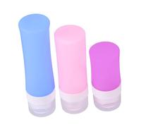 COLLBATH Lot de 4 Set de Flacons Cosmétiques en Silicone Souple 38ml Violet 60ml Rose 80ml Bleu Ensemble de Voyage 3 Paquet en Pvc pour Shampooing Lotions Tubes Cosmétiques Cabine Avion