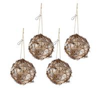 COLLBATH Lot de 4 Supports Suspendus pour Nidification de Colibris 10 Cm en Rotin Naturel, Panier à Matériaux de Nid pour Oiseaux de Jardin, Accessoire Pratique pour Jardinage
