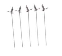 COLLBATH Lot De 5 Fourchettes à Cocktails en Acier Inoxydable 304, Couleur Argenté, Réutilisables, pour Fruits Et Amuse-bouches, Accessoires Bar Et Fête