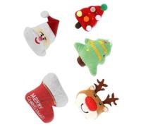 COLLBATH Lot de 5 Jouets à Mâcher pour Chats D’intérieur Peluches de Noël Comprendrant Arbre de Noël Peluche Boule Renne et Botte Jouets Taquins et Amusants pour Chatons Sécurité Coton PP