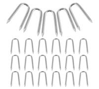 COLLBATH Lot de 50 Clous Métalliques en u pour Clôtures Multifonctions De Jardin, Fixation Coupe-Vent 2,2 x 25 Mm, Piquets en Fer Robustes pour Grillage Poulailler Et Treillis Extérieur
