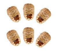 COLLBATH Lot de 6 Nichoirs à Oiseaux Tissés en Bambou avec Crochet, Nid D'oiseau Extérieur Décoratif 10x7x12 Cm, Maison des Oiseaux Créative pour Jardin et Terrasse