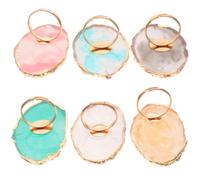 COLLBATH Lot de 6 Palettes de Nail Art en Résine Bordure Dorée Formes Anneaux Colorés Palette Porte-Vernis à Ongles pour Salon et Manucure Professionnelle