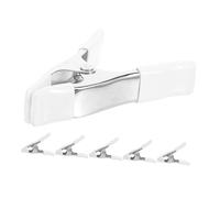 COLLBATH Lot de 6 Pinces à Ressort Robustes 10 Cm Nickelées avec Revêtement Anti-rayures Blanc, Force de Serrage Élevée, pour Travail du Bois, Fixation Tissus Délicats et Décoration Ballon