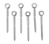 COLLBATH Lot de 6 Pitons à Visser en Acier Inoxydable M6 Argenté, Vis à Œillet pour Bois, Installation Directe, pour Jardin et Fixation de Câbles en Extérieur