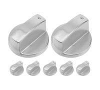 COLLBATH Lot de 7 boutons de commande pour cuisinière à gaz - Bouton rotatif de brûleur de 4 cm (1,57 po) en métal brossé - Poignées antidérapantes pour plaque de cuisson de cuisine -