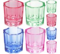 COLLBATH Lot de 8 Gobelets Mélangeurs en Verre Coloré pour Manucure Coupelles Multifonctions Octogonales Accessoires Nail Art pour Liquide et Poudre Outil Couleur Aléatoire