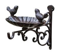 COLLBATH Mangeoire à Oiseaux en Fer Mural pour Jardin Support De Crochet, Panier Suspendu Fonte, Bain D’Oiseaux Décoratif Extérieur, Accessoire Solide pour Alimentation Et Refuge Faune