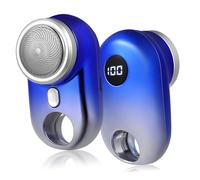 COLLBATH Mini Rasoir Électrique Portable pour Homme avec Écran LED Moteur Micro-vibrations Silencieux Rechargeable USB Design Compact Léger Dégradé Bleu pour Barbe Poils et Rasage Précis