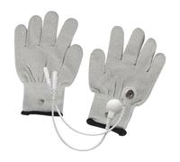 COLLBATH Moufles D’Électrothérapie en Fibre D’Argenté Blancs Taille M pour Massage Électrique des Mains Arthritiques avec Lignes de Conversion Compatibles Tissu Respirant et Confortable