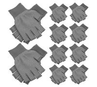 COLLBATH Moufles sans Doigts Antidérapants 10 Paires Gris en Polyester et Pvc, Légers et Chauds pour Cyclisme Extérieur et Travail Homme Bouts Ouverts Offrant Flexibilité et Prise