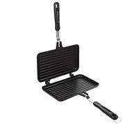 COLLBATH Moule à Sandwich Double Face en Aluminium Antiadhésif Poêle Crêpière 24 CM pour Cuisson sur Gaz Ustensile Cuisine Pratique pour Petit-Déjeuner Plaque Cuisson Sandwich Facile à