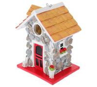 COLLBATH Nichoir à Oiseaux en Résine Lourde Couleur Naturelle pour Jardin et Terrasse Nid Nourricier D’Extérieur Solide Décor Rustique Suspendu Maison D’Oiseau Résistante aux