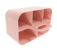 COLLBATH Organisateur Multifonction De Bureau 5 Compartiments Rose En Plastique Avec Poignée Pour Maquillage Papeterie Étudiants Rangements Cosmétiques