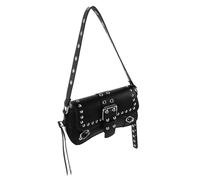 COLLBATH Paquet à Bandoulière Clouté Vintage Punk en PU Nylon | Paquet Souple Compartiments Fonctionnels, Forme Selle, Concerts et Voyages
