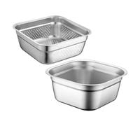 COLLBATH Passoire à Mailles Fines Avec Bassine 23 Cm En Acier Inoxydable Résistant Évacuation Rapide Usage La Cuisine Fruits Légumes Lot 2 Pièces