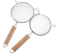 COLLBATH Passoire Double Anse Inox 2 Pièces, Tamis à Mailles Fines 12,5 CM et 14 CM pour Filtrer Jus de Fruits et Lait de Soja, Filtre la Cuisine Adapté Usage Professionnel et Maison