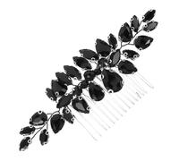 COLLBATH Peigne à Cheveux Latéral Noir en Cristal Strassé pour Mariée et Demoiselle D’honneur, Accessoire Coiffure Vintage Chic pour Mariage, Fête et Événement Spécial, Adapté Types