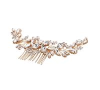 COLLBATH Peigne à Cheveux Mariage Doré Étincelants Accessoire Floral Métallique Épingle Décorative pour Mariées et Femmes Coiffure Élégante pour Cérémonie et Fête