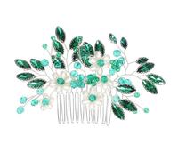 COLLBATH Peigne Cheveux Décoratif Cristal Vert Accessoire Floral Artisanal pour Mariée Ornement Côté pour Coiffure Élégante Mariage et Événements Formels