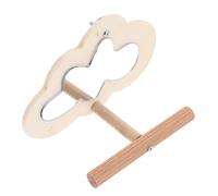 COLLBATH Perchoir Miroir pour Perroquet en Bois avec Barre Dexercice pour Petits Oiseaux Idée Unique