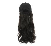 COLLBATH Perruque Casquette Baseball Femme Longue Naturelle Ondulée Chapeau Style Mode Synthétique Noir Naturel