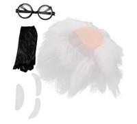 COLLBATH Perruque Scientifique Blanche Pour Cosplay Perruque De Déguisement Pour Homme Avec Cheveux Courts Synthétiques Accessoire Pour Fête Halloween