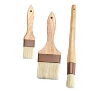 COLLBATH Pinceau à Badigeonner Poils Naturels 3 Pièces pour Barbecue et Pâtisserie Manche Bois de Hêtre Medium, XXL et Rond Ustensiles la Cuisine Extérieur Cuisson Gril