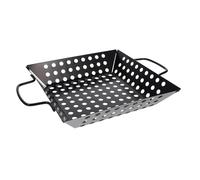 COLLBATH Plaque de Barbecue Carrée 23 Cm Antiadhésive Trous de Drainage, Bac à Barbecue Noir pour Grillades en Extérieur, Ustensile de Cuisson pour Légumes et Viandes