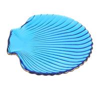 COLLBATH Plateau à Collations Délicates en Verre Bleu Forme Coquillage, Résistant aux Micro-ondes et Taches, Idéal pour Réception ou Fête Océan