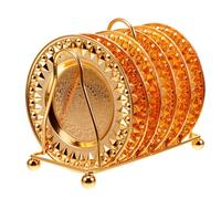 COLLBATH Plateau à Goûter 7 Pièces avec Support de Rangement Assiettes Plates en Métal Diamant Doré Set de Petits Plats pour Snacks Fruits et Apéritifs la Cuisine et Réception