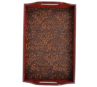 COLLBATH Plateau à Thé En Bois Carré 30 x 30 Cm Plateau De Service Décoratif Multifonction Pour Fruits Petit-déjeuner Et Collations Vintage Nouveauté Bois Et Alliage