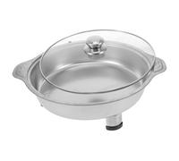COLLBATH Plateau de Buffet en Acier Inoxydable 31 CM avec Couvercle Assiette Ronde pour Buffet et Restauration Plateau Repas Solide pour Cantines Restaurants et Fêtes