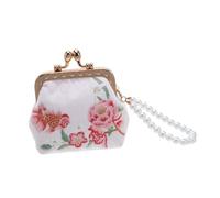 COLLBATH Pochette à Broder Fleurie Fermoir, Perles et Métal | Brocade et Polyester, Format Mini Portable, Usage Quotidien ou Voyage, pour Femmes et Filles