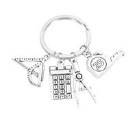 COLLBATH Porte-clés Mignon Accessoire Règle Compas Calculatrice Triangle Pour Enseignant