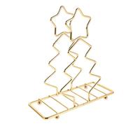 COLLBATH Porte-Serviettes en Métal Doré Ajouré Étoiles et Sapin de Noël Support Vertical pour Serviettes en Papier Décoration Festive pour Table à Manger Usage Familial et Repas de Fête