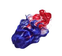 COLLBATH Postiche Longue Bou pour Femme, Postiche de Cosplay aux Trois Couleurs Bleu Blanc Rouge, Cheveux Synthétiques Légers et Respirants, Accessoire pour Fêtes, Halloween et Séances