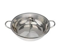 COLLBATH Pot à Fondue Chinoise Acier Inoxydable avec Compartiment Double et Couvercle Verre Compatible Induction Poignée Large Antidérapante pour Usage Familial et Restaurant