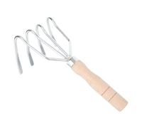 COLLBATH Râteau de Jardin à Dents Acier Forgé Outil Agricole Robuste pour Desserrer la Terre et Creuser Les Arachides Manche Court Bois Outil de Jardinage Manuel Polyvalent